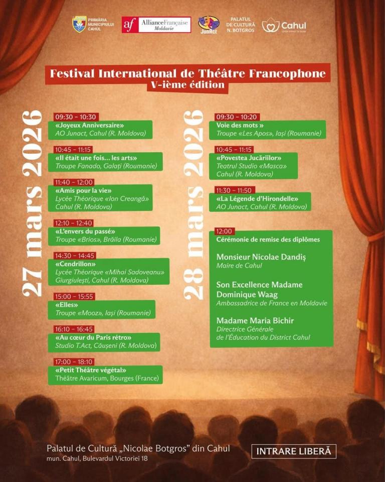 Festivalul Internațional de Teatru Francofon revine la Cahul: Programul ediției a V-a