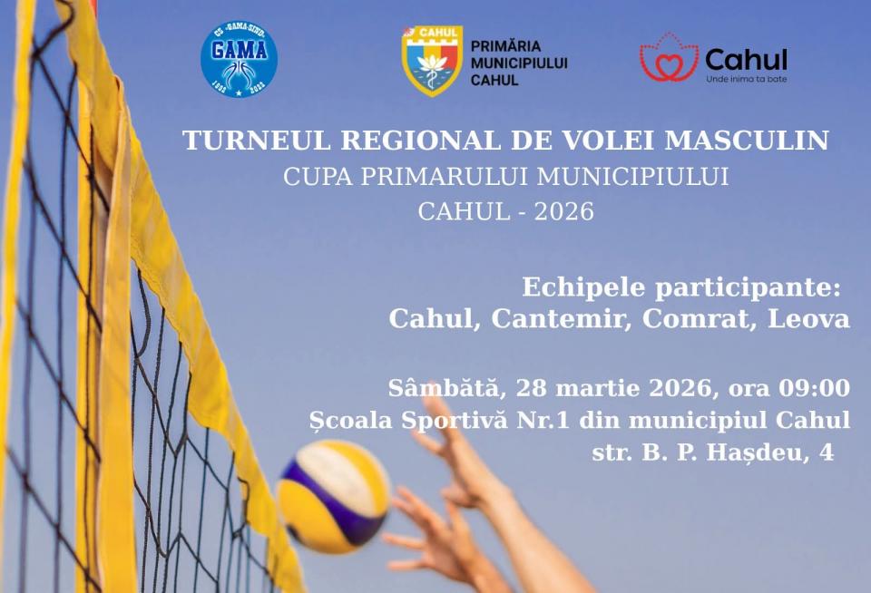 Volei de înalt nivel la Cahul: Turneul Regional „Cupa Primarului” 2026