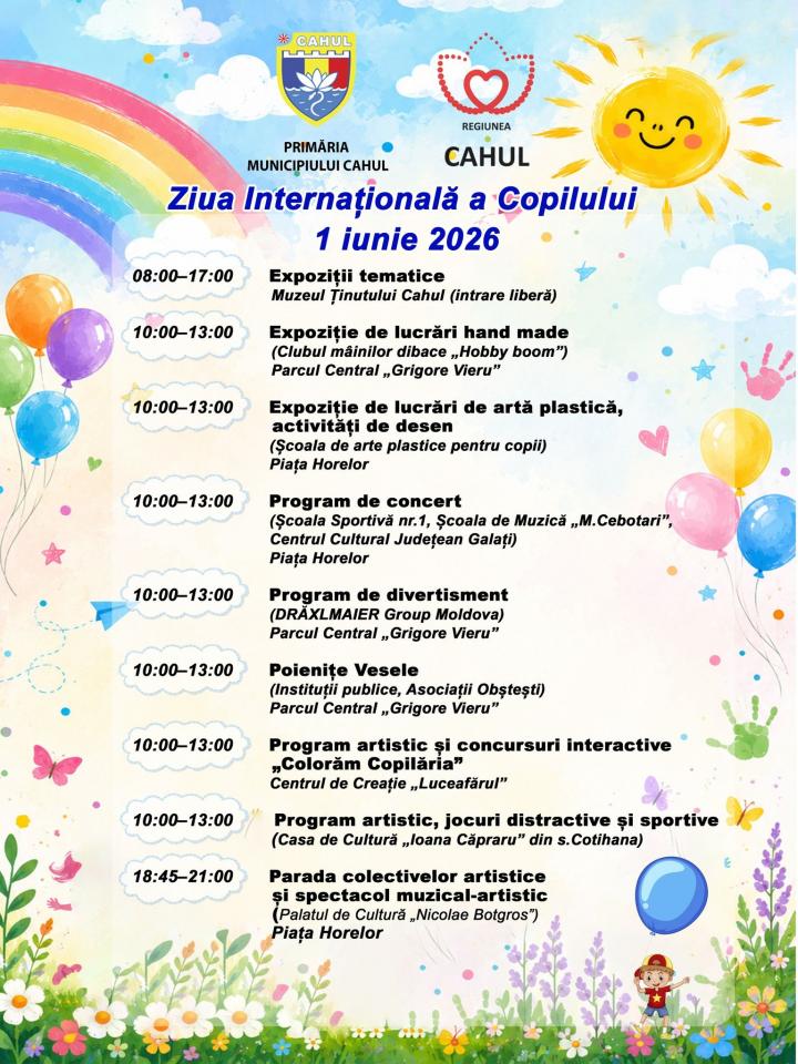 1 Iunie la Cahul: Agenda activităților culturale, artistice și sportive din municipiu