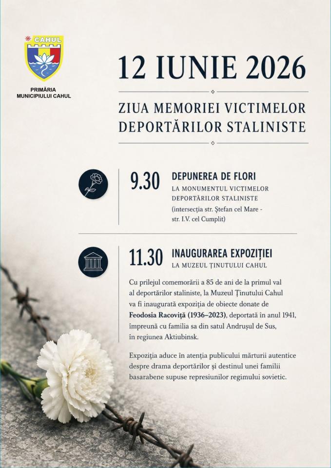 12 Iunie: Ziua Memoriei Victimelor Deportărilor Staliniste, comemorată la Cahul. Programul evenimentelor