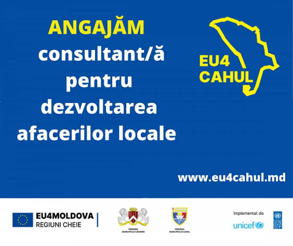 Programul EU4Moldova: Regiuni-cheie angajează consultant/ă pentru dezvoltarea afacerilor locale în regiunea Cahul.