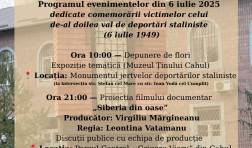 Programul evenimentelor dedicate comemorarii victimelor celui de-al doilea val de deportari staliniste.