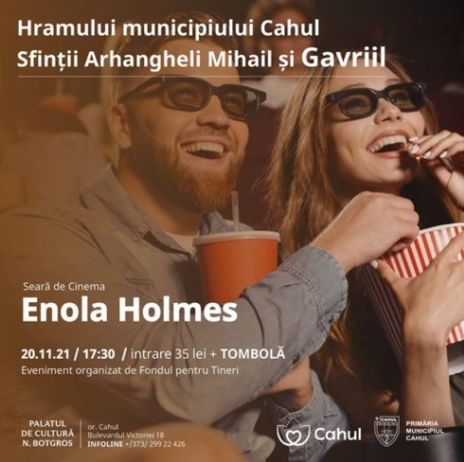 Pe 20 noiembrie, ora 17:30 împreună cu AO Perspectiva vă invităm la o Seară de cinema cu filmul “Enola Holmes” (audiere în limba rusă, subtitrare în limba română).